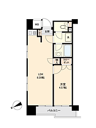 パーク・ノヴァ久留米中央 1LDKの間取図画像