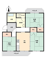 ハイツ赤崎マンションA 3DKの間取図画像