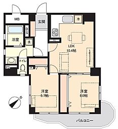 調布ヶ丘ハイツ 2LDKの間取図画像