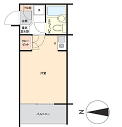 土清水山手ハウス ワンルームの間取図画像