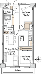 コーラル東戸塚 2LDKの間取図画像