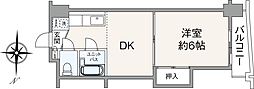 東品川マンション 1DKの間取図画像