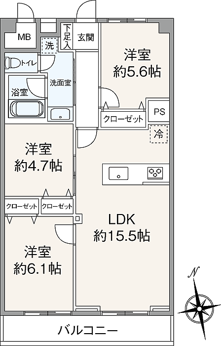3LDK 間取り