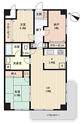 ミューアダマスグランテ 2SLDKの間取図画像