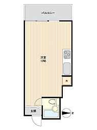 マンション菜園 ワンルームの間取図画像