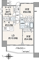 アビダス舎人テラス 2SLDKの間取図画像