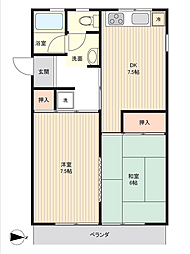 野崎マンション 2DKの間取図画像