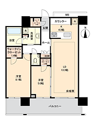 グランドメゾン白金の杜ザ・タワー 2LDKの間取図画像