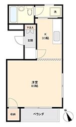 ロッキーホーム扇町 ワンルームの間取図画像