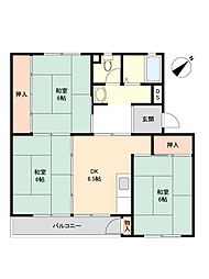 渦森団地10号館 4DKの間取図画像