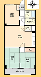ミリオンコーポラス小文字 2LDKの間取図画像
