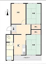 焼山第三マンション 3Kの間取図画像