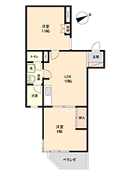 フジタ第2鳥羽マンション 2LDKの間取図画像