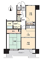 ライオンズマンション仲間町 2LDKの間取図画像