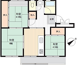 八潮伊草団地5号棟 3DKの間取図画像