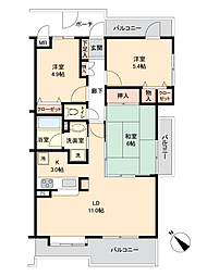 コスモ鶴瀬 3LDKの間取図画像