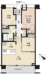 ランドステージ亀有ヴェレスタ 2SLDKの間取図画像