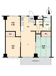 ときわ第一マンション 3LDKの間取図画像