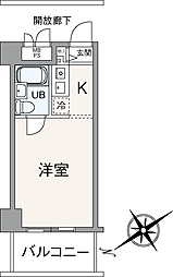 グローリア初穂御殿山 ワンルームの間取図画像