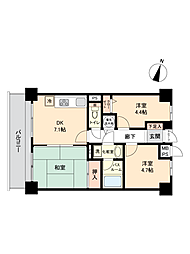 ライオンズガーデン海老名 3DKの間取図画像