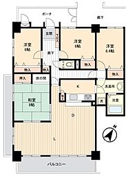 コスモグランディ大松 4LDKの間取図画像
