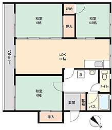 堀ノ内マンションB棟 3LDKの間取図画像