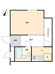 サンコーポ武蔵中原 1Kの間取図画像