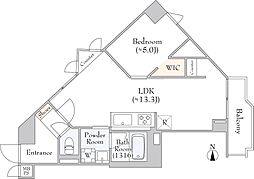 築地永谷コーポラス 1LDKの間取図画像