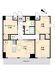 クレッセント中目黒 2SLDKの間取図画像