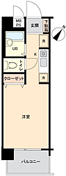 日神パレステージ宇部 ワンルームの間取図画像