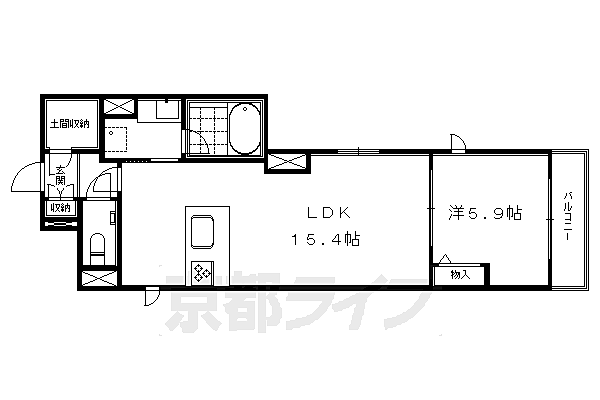 京都府京都市下京区万寿寺通東洞院東入万寿寺中之町(賃貸マンション1LDK・1階・50.32㎡)の写真 その2