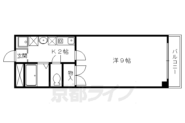 コートラファエル 302｜京都府京都市左京区岩倉長谷町(賃貸マンション1K・3階・25.90㎡)の写真 その2