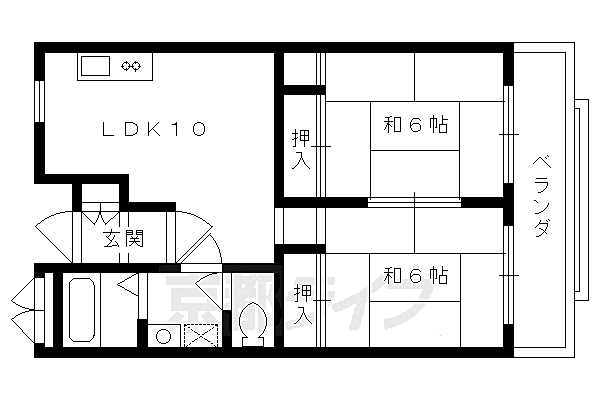 カサグランデ雅 308｜京都府京都市左京区岩倉花園町(賃貸マンション2LDK・3階・50.26㎡)の写真 その2