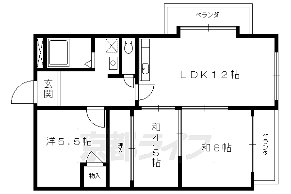 サンパレス山本 406｜京都府京都市左京区岩倉西宮田町(賃貸マンション3LDK・4階・65.88㎡)の写真 その2