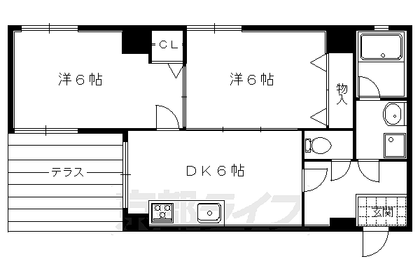 京都府京都市中京区御池通寺町西入亀屋町(賃貸マンション2DK・3階・54.24㎡)の写真 その2