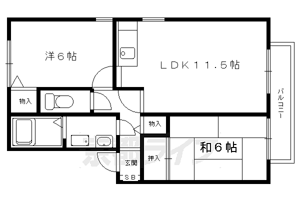 橡楓館 A-202｜京都府京都市左京区岩倉南木野町(賃貸アパート2LDK・2階・53.76㎡)の写真 その2