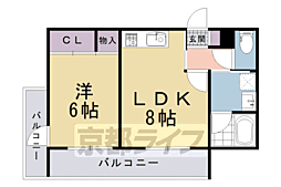 コンフォート修学院 1LDKの間取図画像