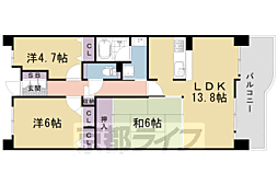 JR山陰本線 二条駅 徒歩5分の賃貸マンション 4階3LDKの間取り