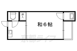北白川ハイツ 1Kの間取図画像