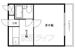 北白川ロイヤルパレス 1Kの間取図画像