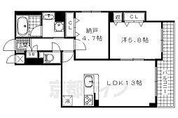 ドルフ聖護院 1SLDKの間取図画像