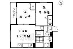 四条コート西洞院 2LDKの間取図画像