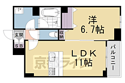 シャーメゾン三条東山 1LDKの間取図画像