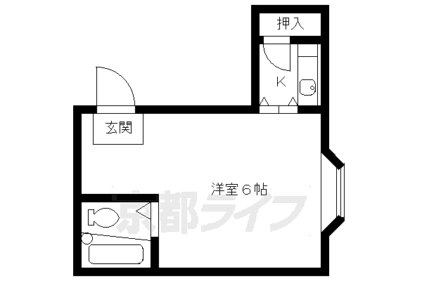 京都府京都市北区大宮中ノ社町(賃貸マンション1K・3階・17.61㎡)の写真 その2