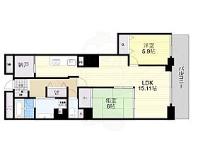 大阪府吹田市片山町１丁目1番1号（賃貸マンション2LDK・24階・77.43㎡） その2