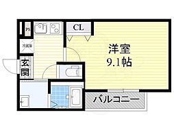フジパレス吹田東1番館 1Kの間取図画像