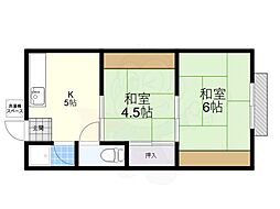 阪口ハイツ 2Kの間取図画像
