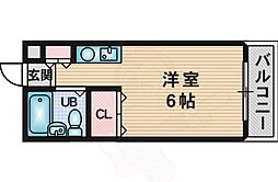レーベン千里山 1Kの間取図画像