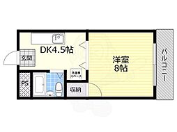 ハイツ山小屋 1DKの間取図画像