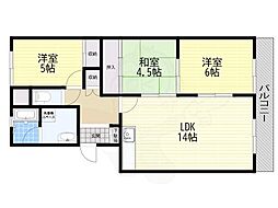 メゾンリラ千里山 3LDKの間取図画像